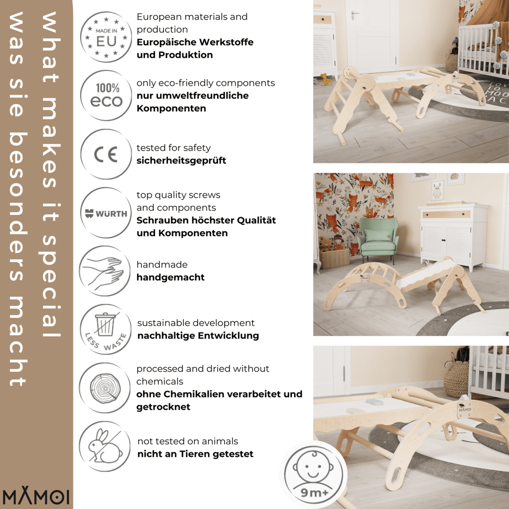 MAMOI® SET: Climbing frame, triangle and slide, ages 1-3 years old