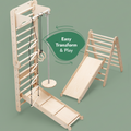 6in1 Swedish Ladder for Kids – Converts into Pikler Triangle + Slide + Swing