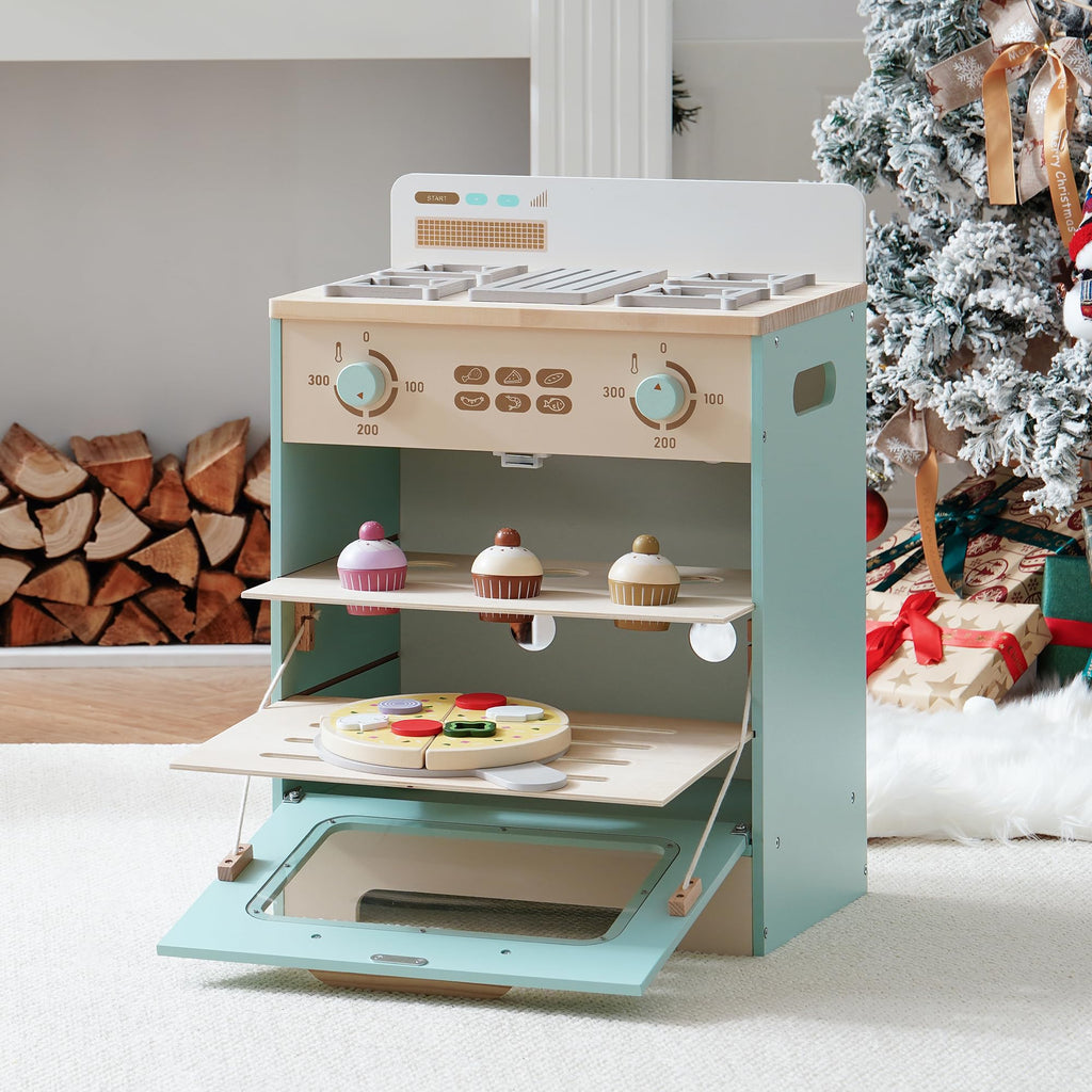 Montessori-Inspired Wooden Toy Kitchen Oven Playset