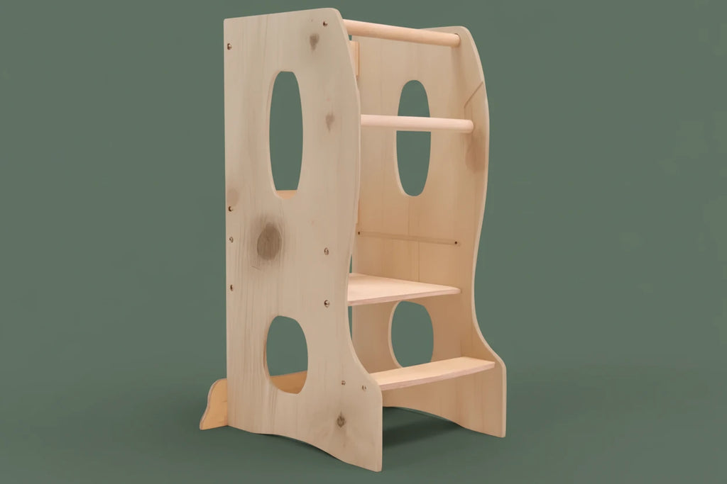 Stable Montessori Tower: Wooden Growing Chair - Beige